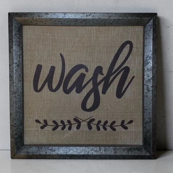 SET OF 3-Rustic Farmhouse Style Laundry Room Wall Art Decor Square Metal Frames - Picture 3 of 5